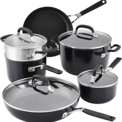 KitchenAid Hard Anodized Nonstick Cookware/Pots and Pans Set, 10 Piece - Matte Black
