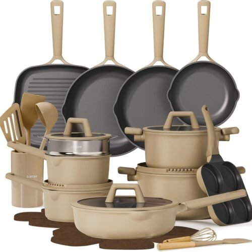 CAROTE 31PCS Pots and Pans Set, Nonstick Cookware Set Kitchen Non Stick Induction Cookware Non-toxic Granite Cooking set